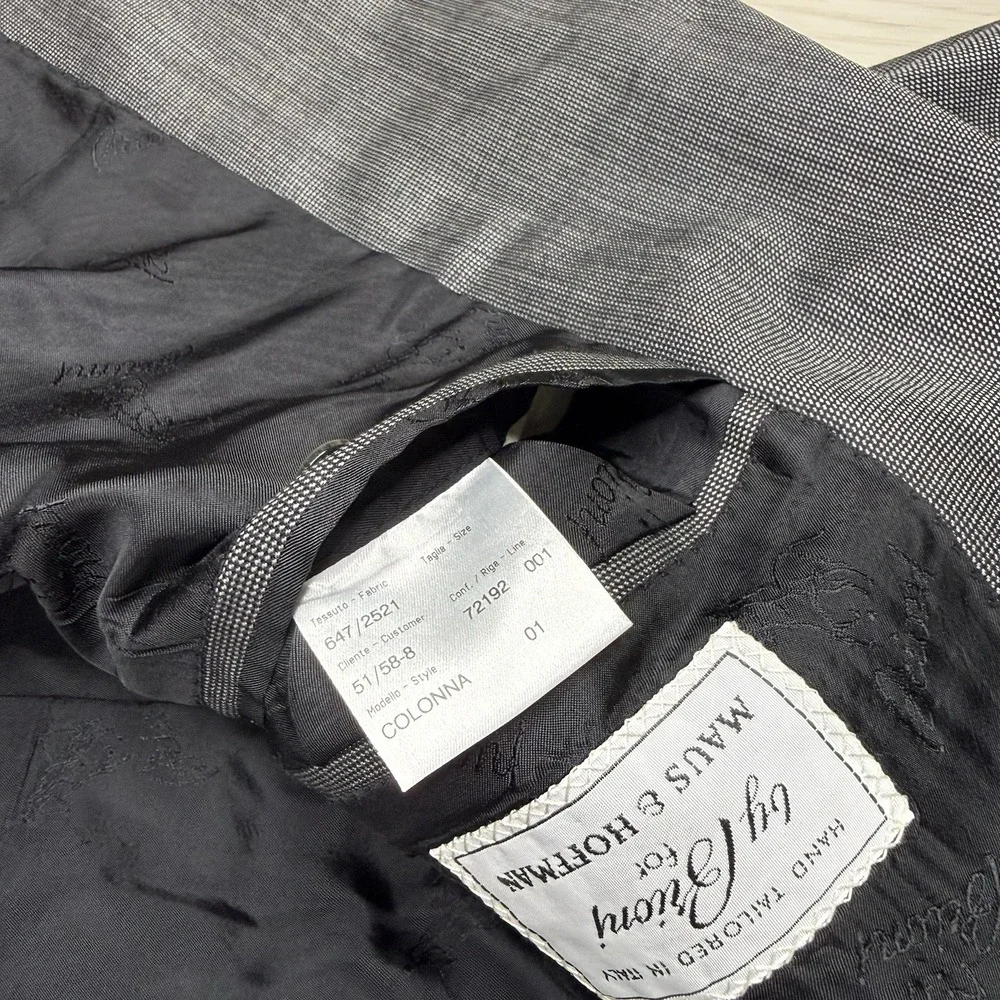 Brioni For MAUS & HOFFMAN Colonna Wool 3 Button Blazer Jacket Men's Size 44 Gray